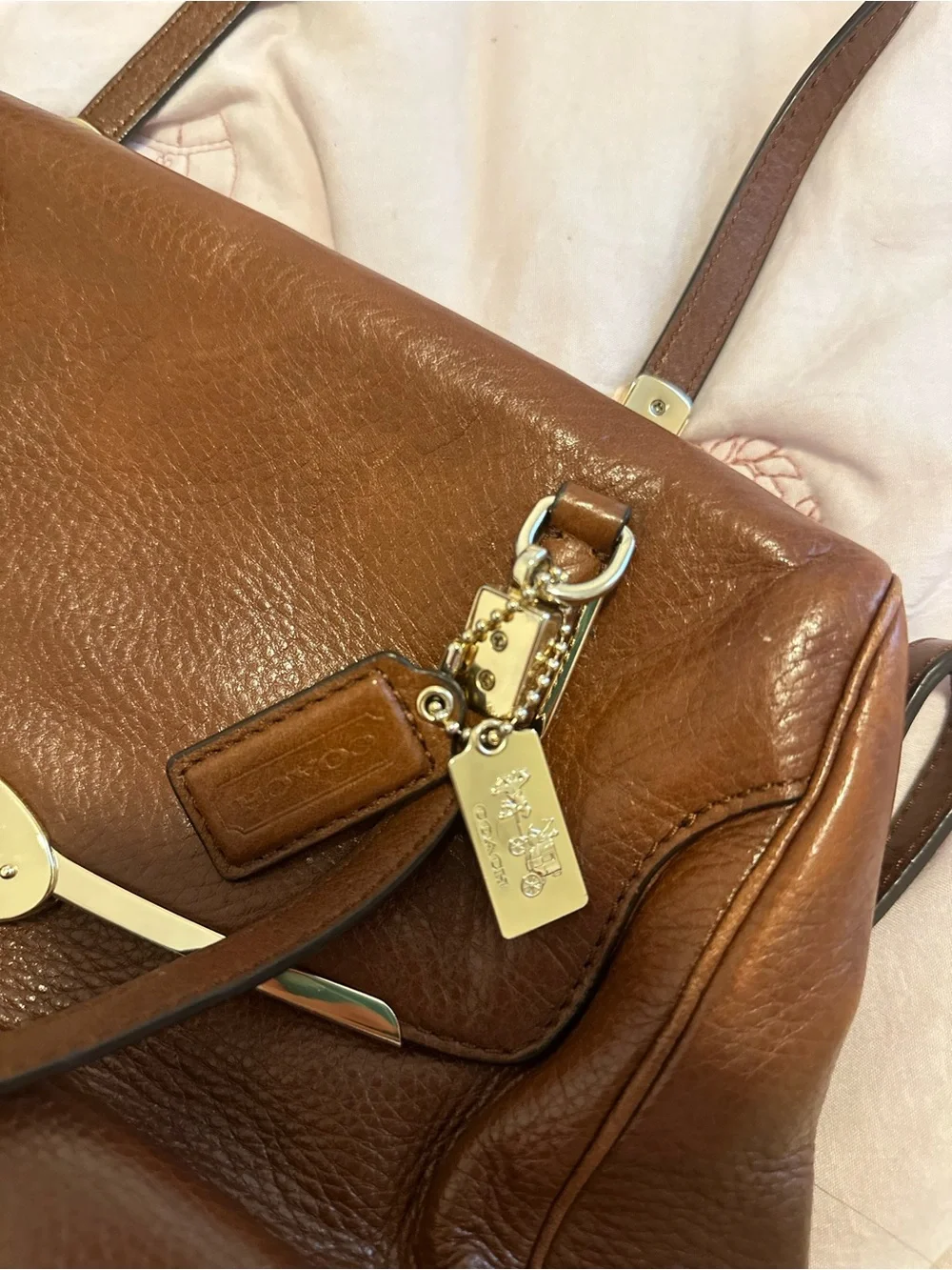 Coach Brown Leather Turnlock Satchel